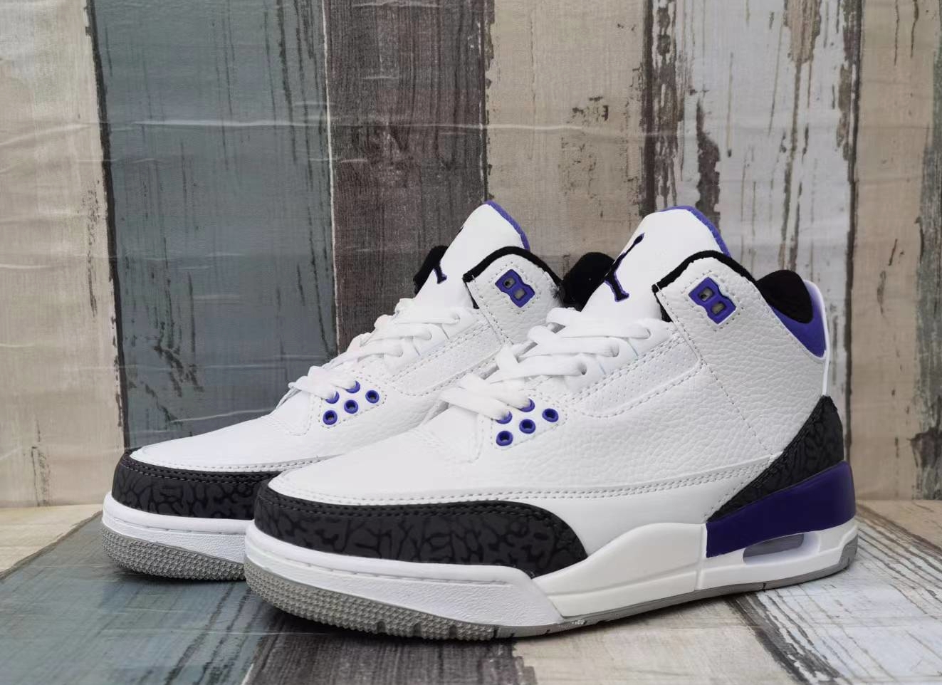 New 2022 Air Jordan 3 Retro White Purple Black Shoes